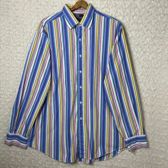 Polo Ralph Lauren Striped Button Down Shirt Colorful Classic Fit Men's Size XL - Picture 1 of 5